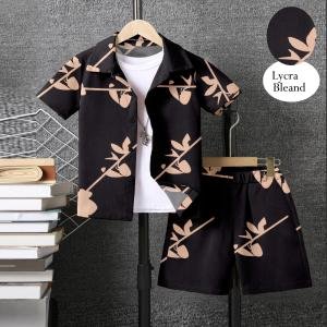 Boys Casual Black Shirt & Shorts (Without T-Shirt)