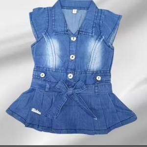 Bublee Dublee Trendy Soft Denim Frock for Baby Girls
