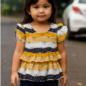 Bublee Dublee Girls Mustard Top with Frill Layered Design