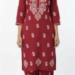 Lucknow Handwork Chikankari 2 Piece Palazzo Set With White Embroidery