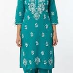 Lucknow Handwork Chikankari 2 Piece Palazzo Set With White Embroidery