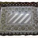 SK Traditional Decorative Silver Serving Tray, Rectangle Platter for Tea Coffee Dry Fruits, Mukhwas, Gifting