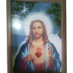 Sacred Heart of jesus Photo Frame, Wooden with Glass, Laminated, Wall Hanging, 5x7 Inch