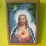 Sacred Heart of jesus Photo Frame, Wooden with Glass, Laminated, Wall Hanging, 5x7 Inch