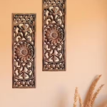 Wall Décor Panel Home Living Room Bedroom Decoration Panel, Antique White And Brown Panel, 24x8 Inch