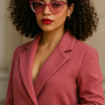 Elegant Women's Oversized Wool Blend Blazer Coat, Rose Pink, Long Sleeve, Single Gold Button, Formal Business Wear only s Size