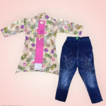 Bublee Dublee Trendy Girls 3-Piece Western Set of Top, Denim Jeans & Jacket