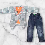 Bublee Dublee Trendy Girls 3-Piece Western Set of Top, Denim Jeans & Jacket