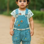 Bublee Dublee Toddler Girls' Casual Denim Overalls with Cute Embroidered Fruit Design