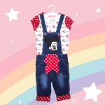 Bublee Dublee Kids Denim Dungarees With Half Sleeves Top Straps & Button Closures
