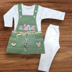 Bublee Dublee Trendy Girls Denim Style Dungaree with Inner Top and Bottom Set