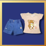 Bublee Dublee Kid Girls Top & Shorts Set – Stylish Round Neck Printed Design