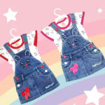 Bublee Dublee Kids Red And Pink Dungarees With Half Sleeves Top