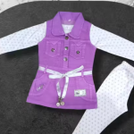 Bublee Dublee Stylish Girls Dungaree Set with Inner Top & Matching Leggings