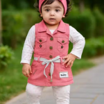 Bublee Dublee Stylish Girls Dungaree Set with Inner Top & Matching Leggings