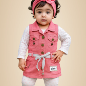 Bublee Dublee Stylish Girls Dungaree Set with Inner Top & Matching Leggings