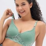 Women Lightly Non Padded Lace Bra | Soft Cotton Blend Non-Wired Bra | Comfortable Daily Wear Bra for Women & Girls