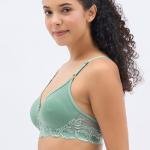 Women Lightly Non Padded Lace Bra | Soft Cotton Blend Non-Wired Bra | Comfortable Daily Wear Bra for Women & Girls