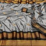 Cotton Silk Pai Thani Border Saree with Contras Blouse ,Zari Border