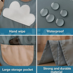 Waterproof Kitchen Apron for Women, Blue Bunny Design with Large Storage Pocket