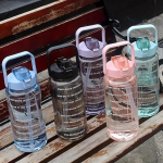 Motivational Water Bottle with Time Marker, 2L Capacity, BPA Free