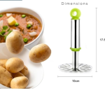 2-in-1 Stainless Steel Potato Vegetable Pav Bhaji Masher, Multi color Masher & Peeler Set