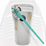 Plastic Double Sided Flexible Toilet Brush in Hockey Design for Western and Indian Toilet Cleaning
