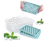 Mini Round Ice Cube Tray with Lid | 33 Cavity Ball Ice Maker for Juice