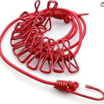 Heavy Duty Laundry Cleaning Brush and 12 Pcs Plastic Cloth Clips Combo - Pink Color Washing Set for Home