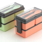Plastic Lunch Box Comes with 3 Detachable Box, 2 Spoons
