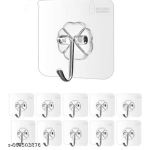 Wall Hooks for Bathroom Accessories Without Drill, Pack of 5 – Transparent Self-Adhesive Hooks