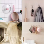 Wall Hooks for Bathroom Accessories Without Drill, Pack of 5 – Transparent Self-Adhesive Hooks