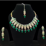 Jewelry Set for women Girl Necklace Set Plated with Green Toned White Necklace Long Earrings