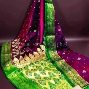 Banarasi Satin Silk Saree Small buti embroidery saree