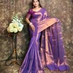EXCLUSIVE WINTER SPECIAL PLAIN TISSUE SAREE WITH BLOUSE