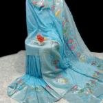 Handcrafted Off-White Paithani Silk Linen Saree with All-Over Butti & Blouse Piece