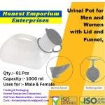 HEE Male and Female Premium Quality Urine Pot Urinal Bottle 1000 ml, For Hospital
