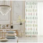 Jaipur Bloom Curtains – Hand Block Print in Sea Green with Trees & Flowers