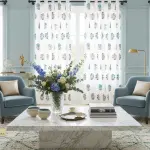 Traditional Indian Block Print Curtains – Red & Blue Flowers with Grey Leaves /Pure Cotton Drapes