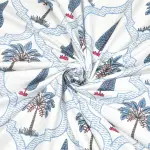 Hand Block Printed Blue Trees & Flowers Cotton Curtains/ Pure Cotton Drapes