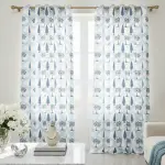Hand Block Printed Blue Trees & Flowers Cotton Curtains/ Pure Cotton Drapes