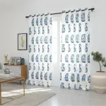 Floral Blue Kairi Print Curtains – Traditional Indian Pinar Block Design