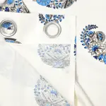 Floral Blue Kairi Print Curtains – Traditional Indian Pinar Block Design