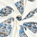 Floral Blue Kairi Print Curtains – Traditional Indian Pinar Block Design