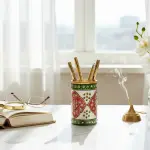 Marble Meenakari Work Pen Holder