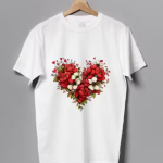 Women White Floral Heart Print T-Shirt