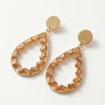 Premium Quality Gold Plated Teardrop Hoop Earrings with Sparkling Stones