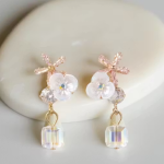 Premium Crystals Floral Drops Earrings for Women