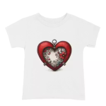 Women White Cotton Printed T-Shirt Heart Lock Floral Design Casual Wear Stylish Girls Top