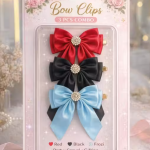 Red Satin Bow Hair Clip for Women & Girls | Party & Bridal Hair Accessory